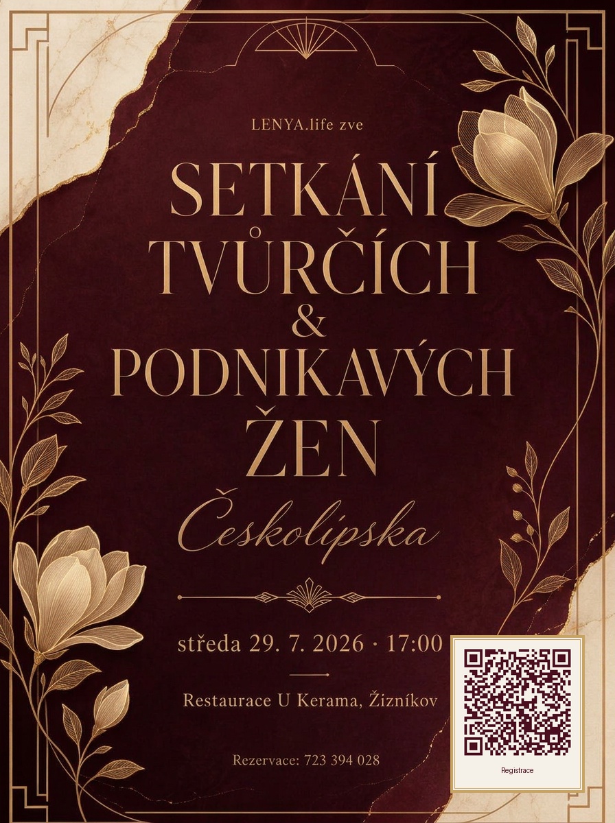 Původní zvací plakát: Setkání tvůrčích a podnikavých žen Českolipska, 29. 7. 2026